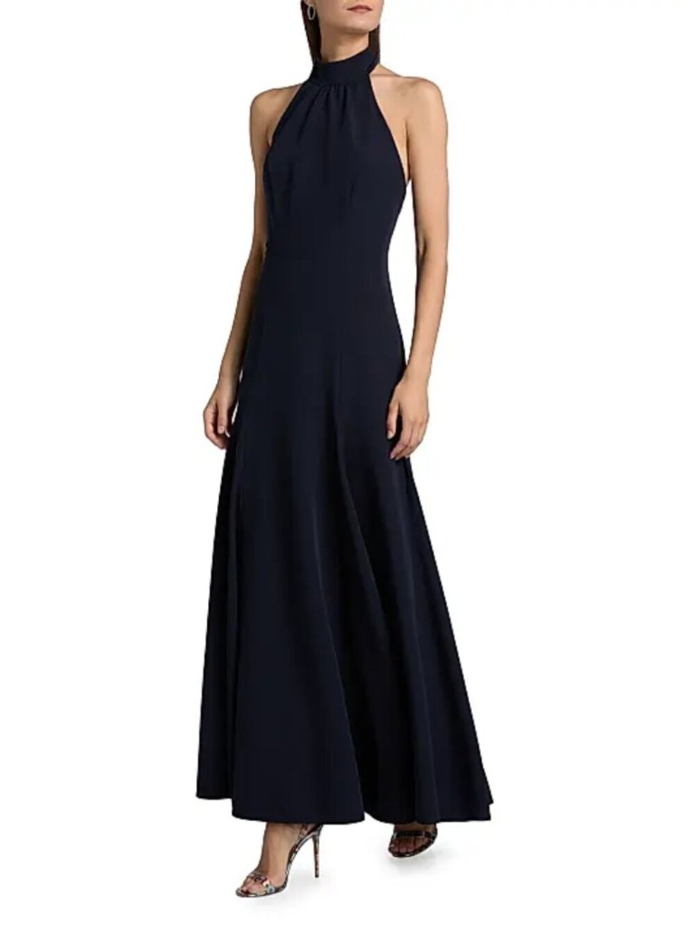 NWT MILLY Elena Halter Maxi Dress Navy Blue Gown Size 8